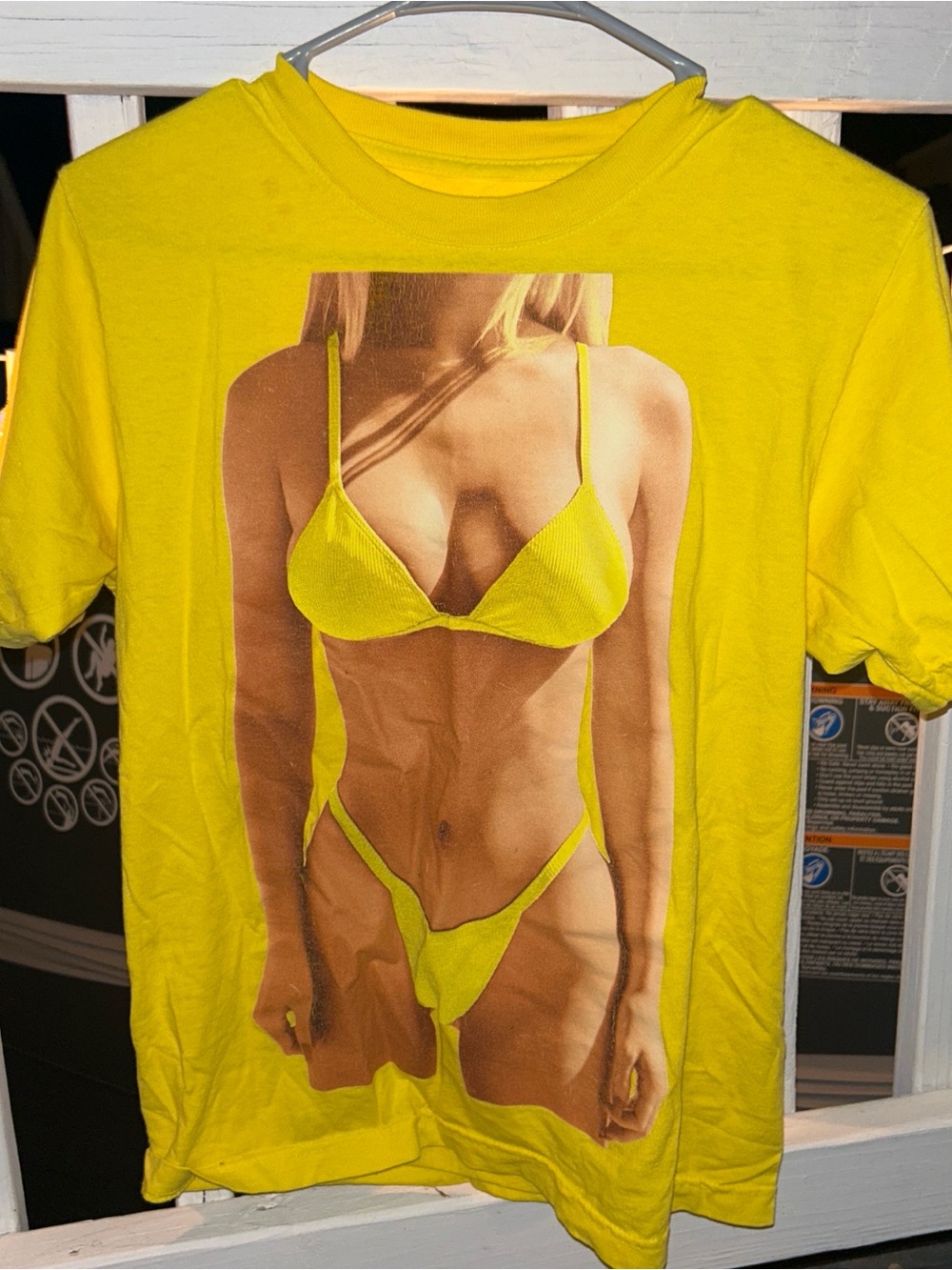 Kylie Yellow Graphic Tee with Bikini Print